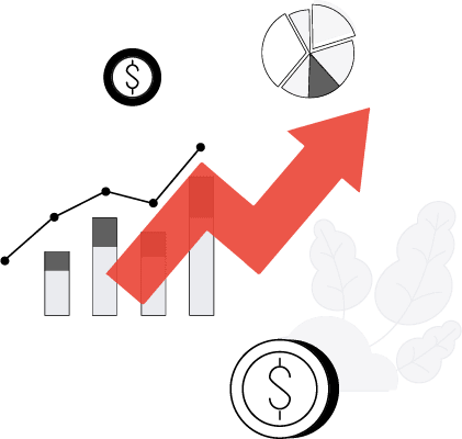 illustration of arrow dollar graph chart growth icon plans pricing