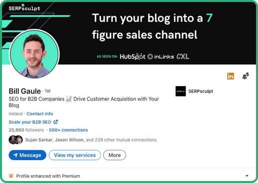 LinkedIn profile of SEO consultant Bill Gaule