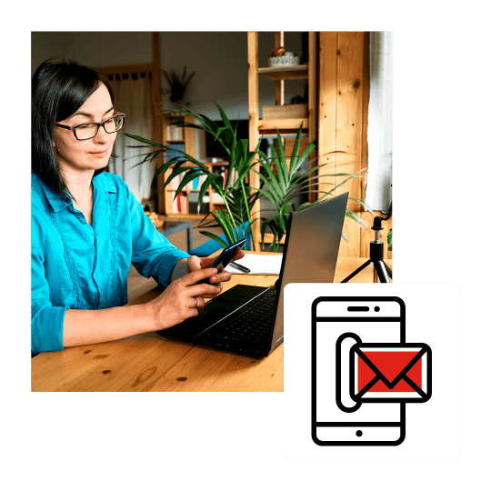 a woman in a blue dress is working from her desk