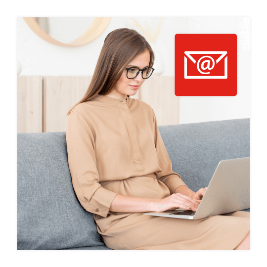 a woman sending email campaign