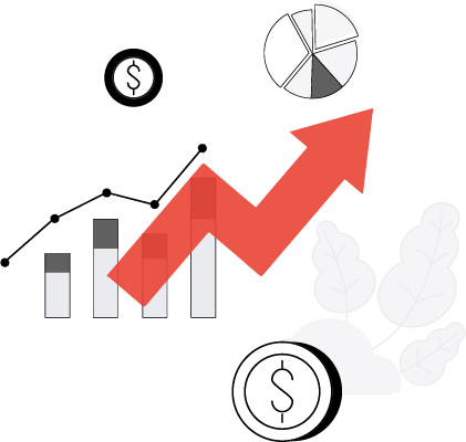 illustration of arrow dollar graph chart growth icon plans pricing