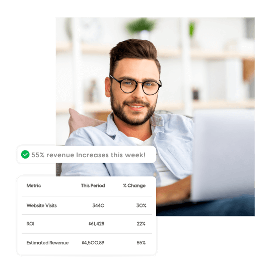 man wearing eyeglasses testing email campaign