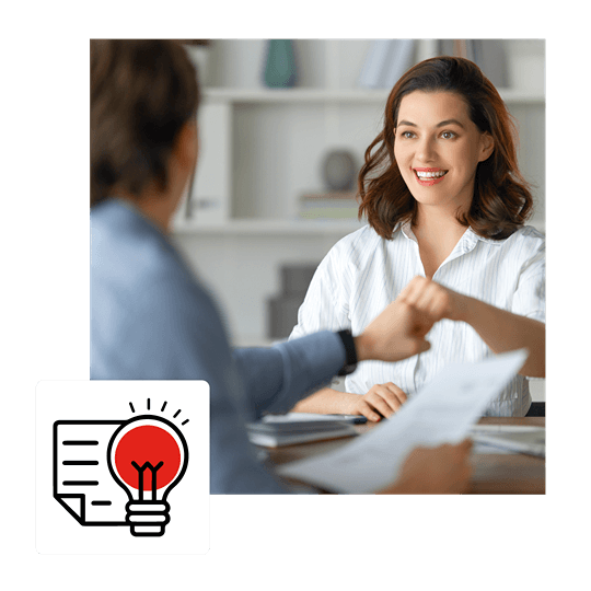 two women discussing the brand development process