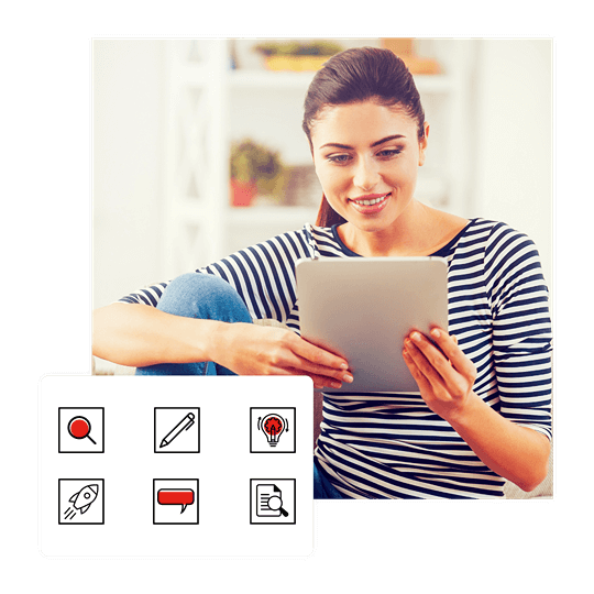 woman checking ipad and testing user experience of digital products