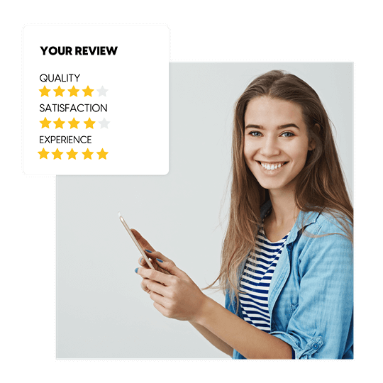 woman checking reviews and establishing their brands online presence