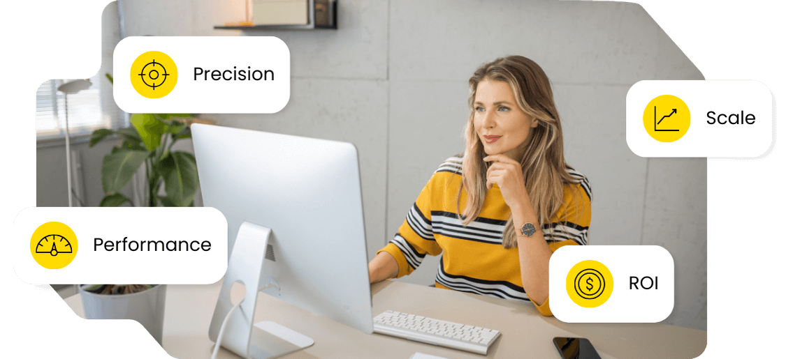 Write better SEO optimized ALT text, image title, and description using primary keyword b2b marketing agency (primary 1) and growth marketing agency (primary 2) for service section image of "Paid Media" on home page image, see attached.