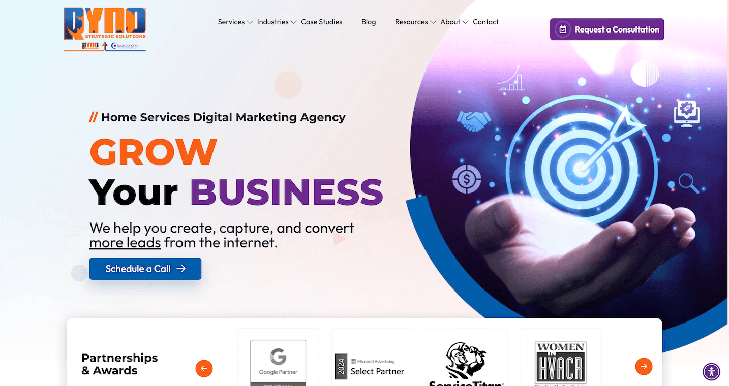 bluecorona homepage home services marketing agency
