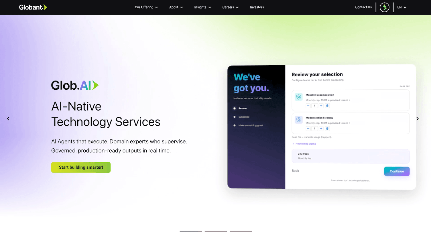 globant homepage digital transformation company