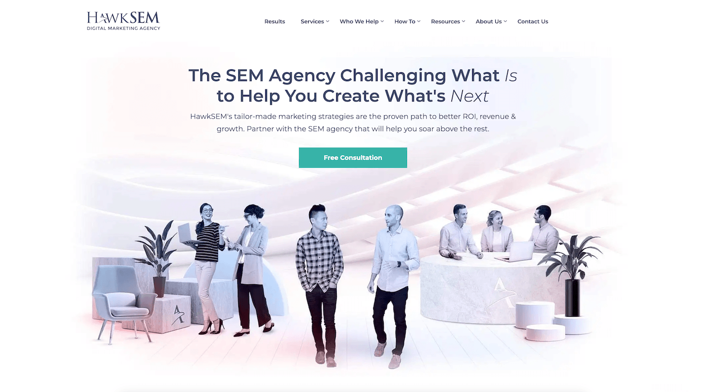 hawksem homepage ppc and search marketing agency