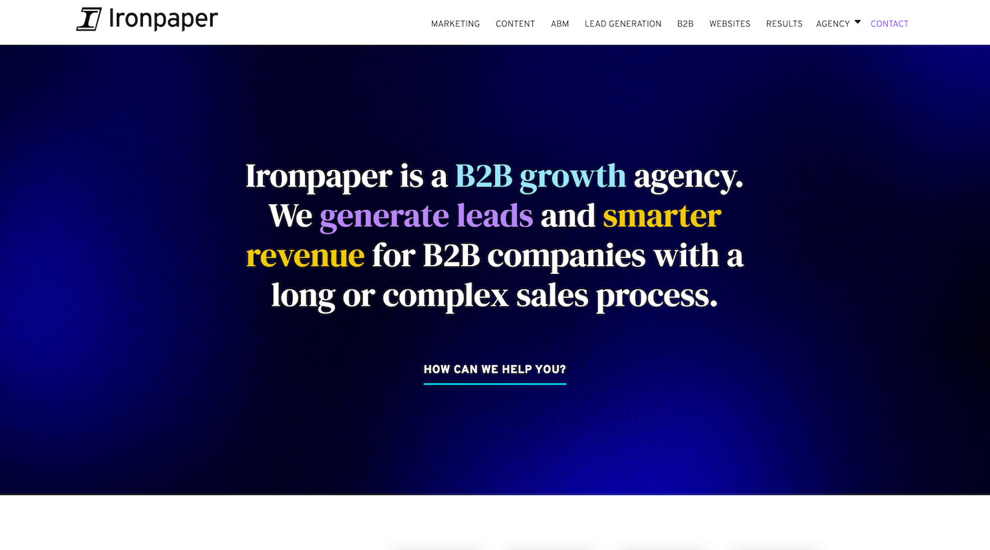 ironpaper homepage b2b growth agency new york