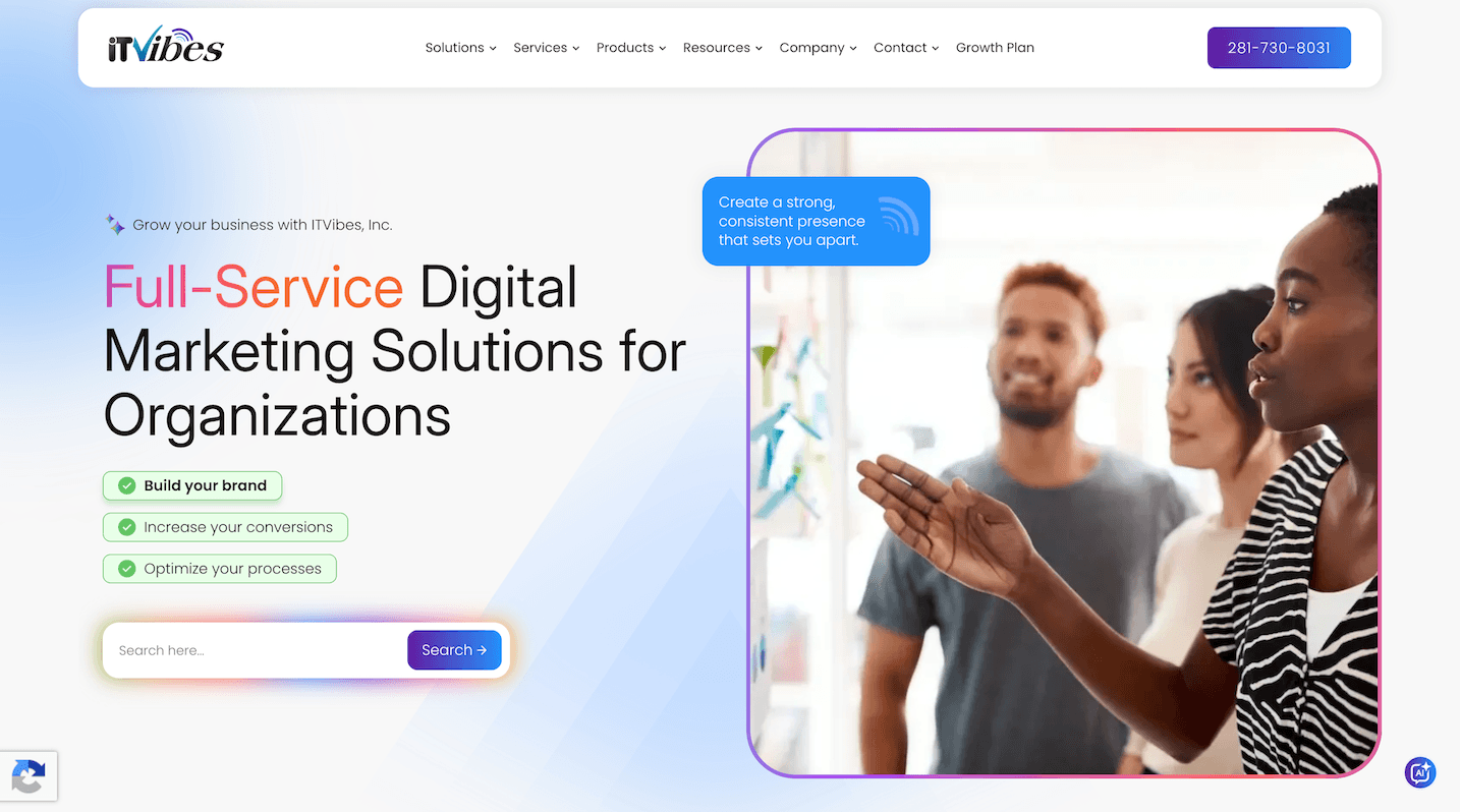 itvibes homepage software development and digital marketing company