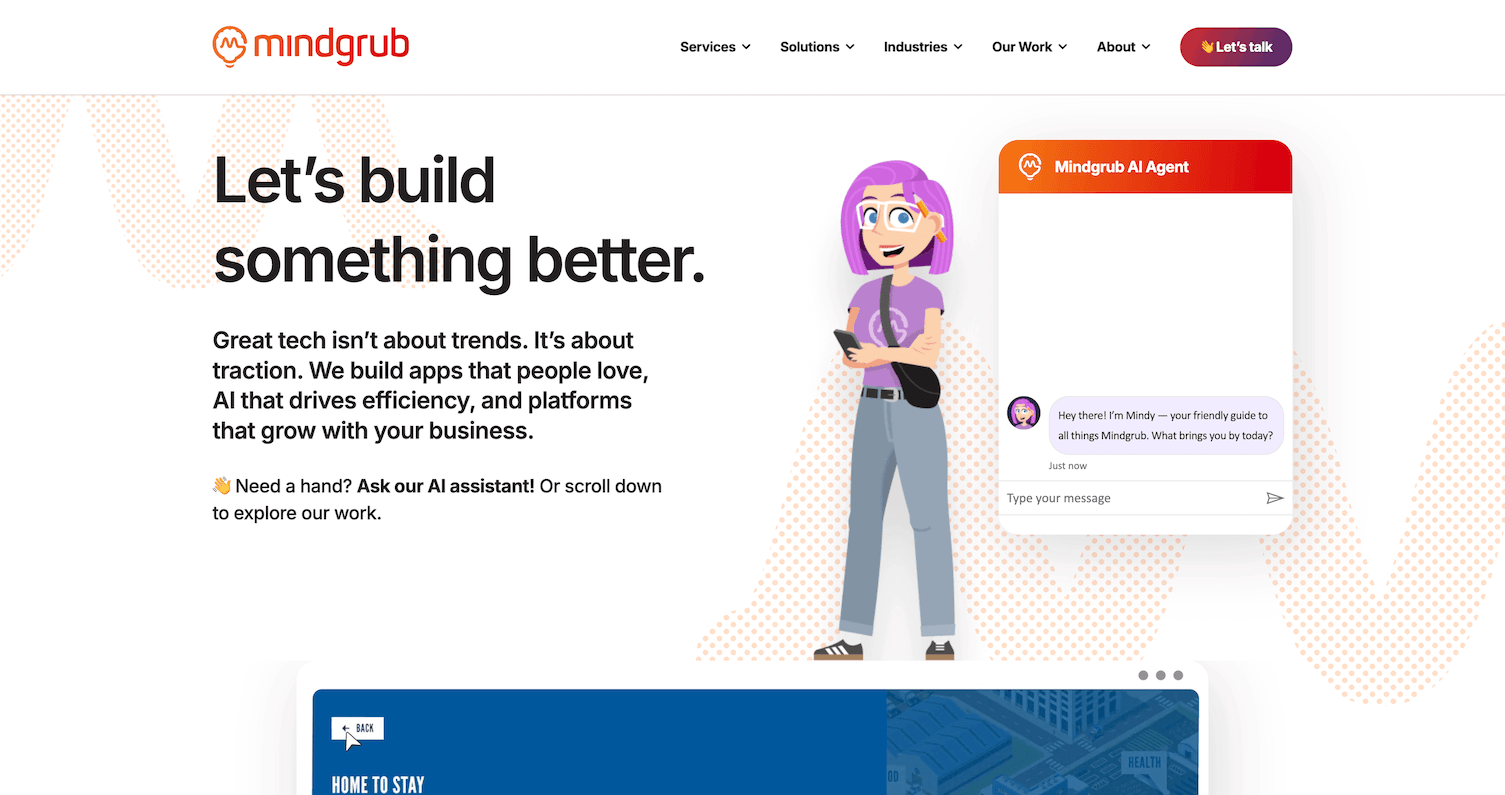mindgrub homepage digital agency web and app development
