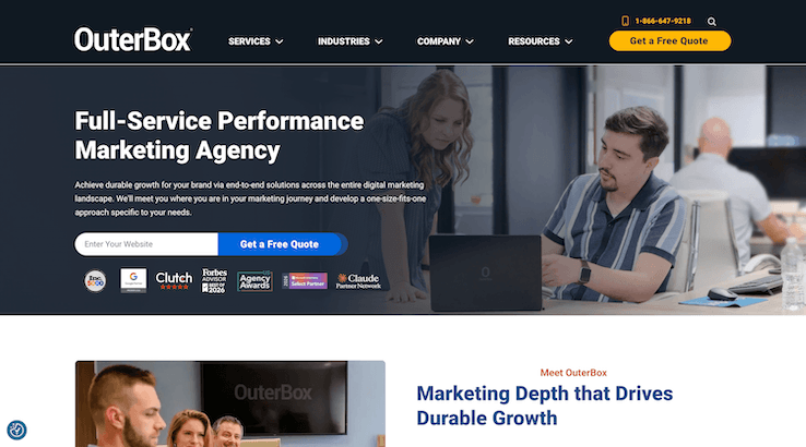 outerboxdesign homepage ecommerce web design and seo agency