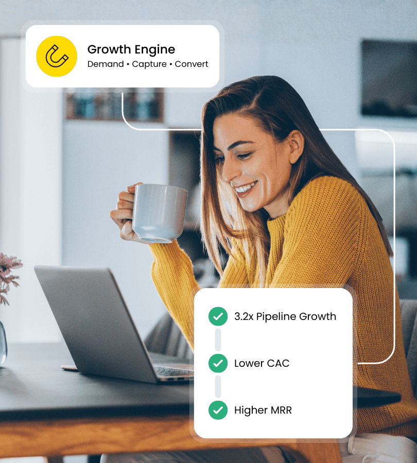 Growth marketing agency SaaS growth engine: demand, capture, and convert system delivering 3.2x pipeline growth, lower CAC, and higher MRR for B2B SaaS
