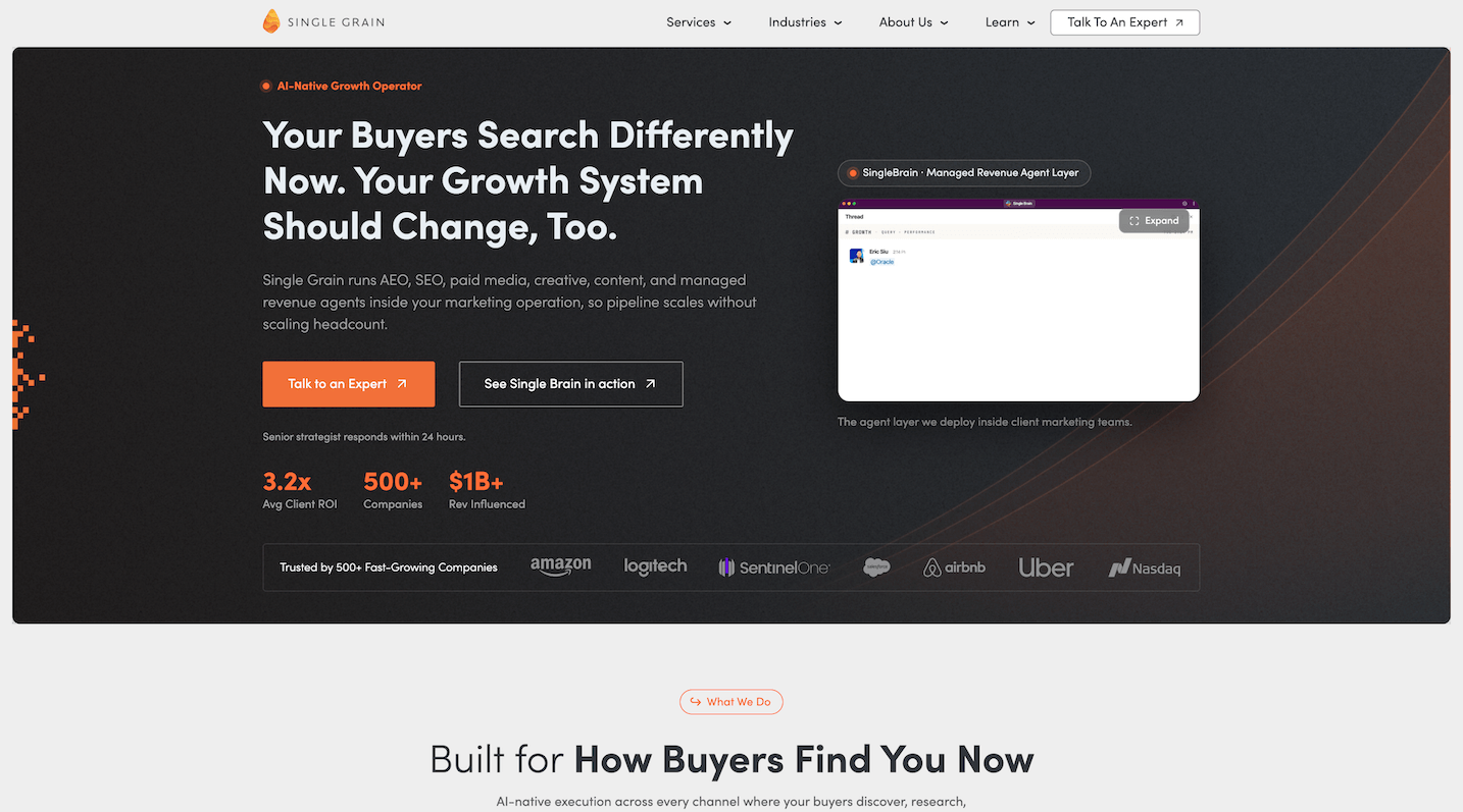 singlegrain homepage digital marketing agency seo and paid media