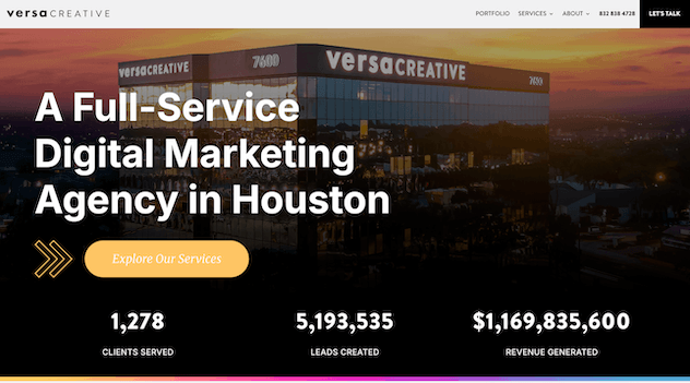 versacreative homepage houston web design agency